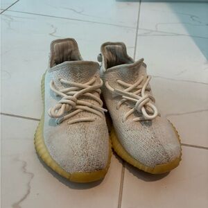 Yeezy Cream and Yellow Sneakers with Ribbed Sole